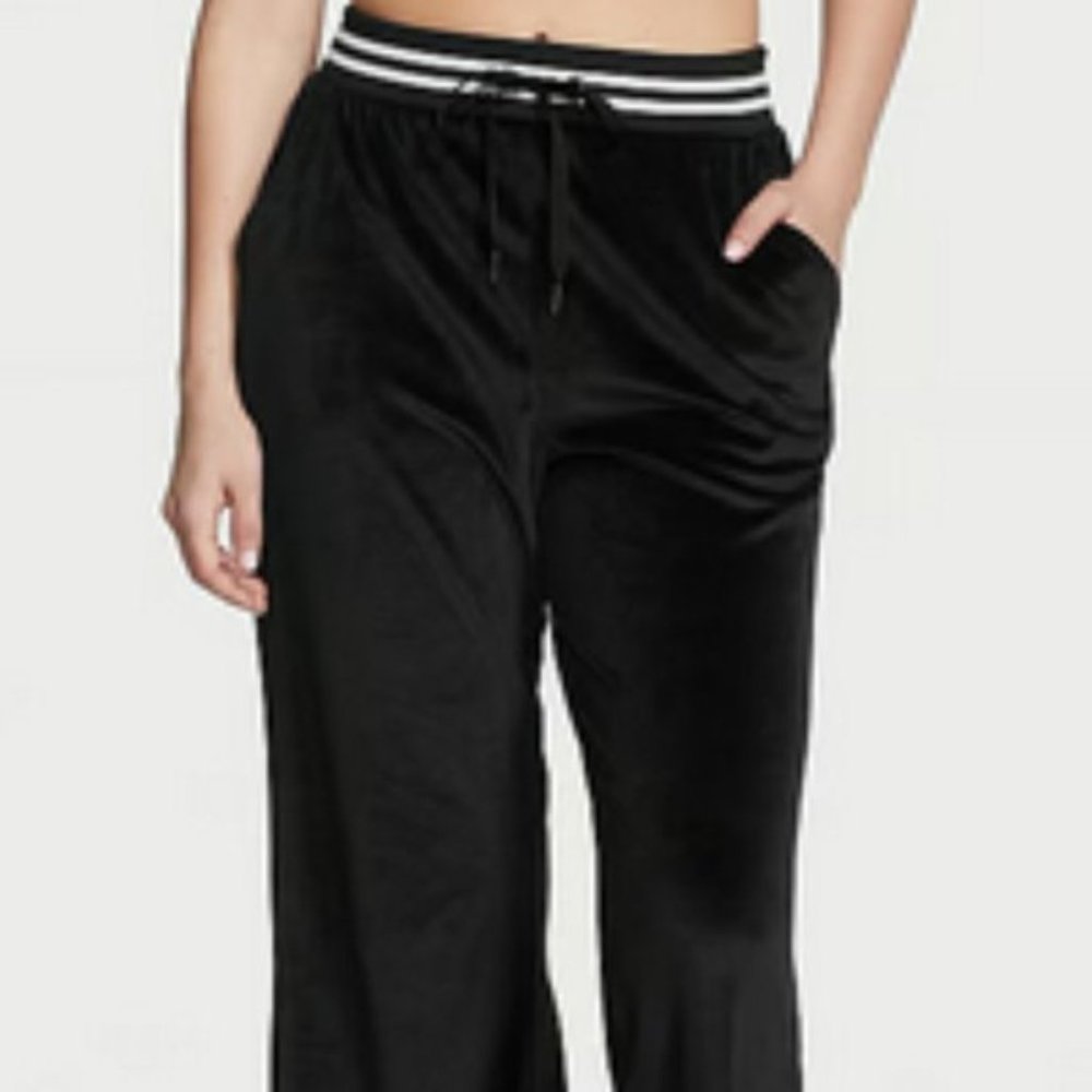 VICTORIA'S SECRET Black/White Velour Velvet Ribbed Bomber Jacket SZ XL**NEW! - Picture 4 of 7